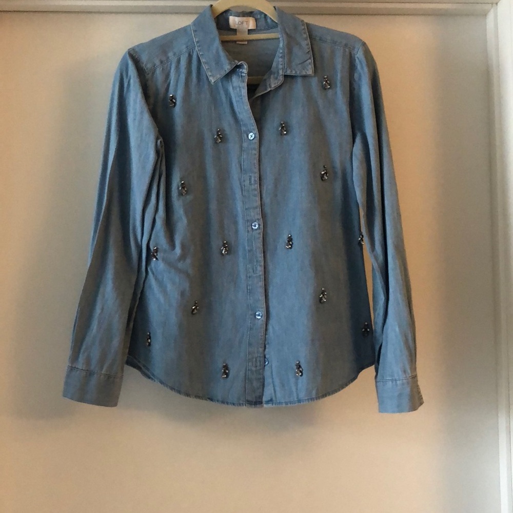 Embellished chambray button down